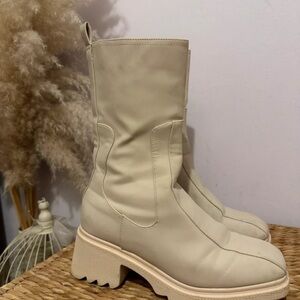 Chic Cream Heeled Boots for Women